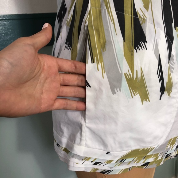 BCBG Max ruffled summer work top green, grey, blue - Picture 6 of 8